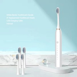 Paquete de dos cepillos de dientes eléctricos recargables para adultos y adolescentes con 8 cabezales de cepillo