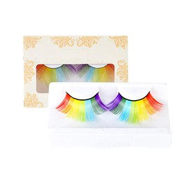 Rainbow False Eyelashes,DIY Lash Extension,3D Volume Fake Eyelash Strips, Exaggerated False Eyelashes Party Stage Cosplay Accessory for Performance