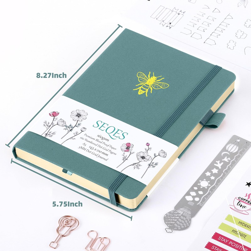 SeQeS Dotted Journal - A5 Dot Grid Notebook with pages