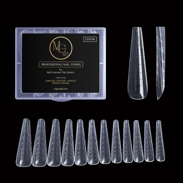 MGART Dual Nail Forms COFFIN Extension Structure Poly nail gel