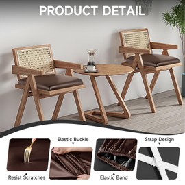 WENZMOC PU Leather Seat Covers for Dining Chairs, 4 Pack 100% Waterproof Dining Room Chair Seat Covers Stretch and Wipeable Kitchen Chair Cover Protectors (PU Brown, 4 PCS)