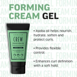 American Crew Forming Cream Gel - Hybrid curl defining hair cream for men | Curl Definition & Nourishment | Medium hold with anti-frizz protection | Natural Curly Hair Gel for Men