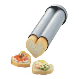 Tiger Crown Silver 2.8 x 8.7 x 2.8 inches (71 x 220 x 71 mm) Heart Bread Steel Aluminum Plated for Canape with Recipe 2377