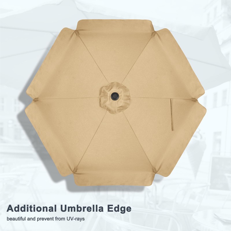 MASTERCANOPY Valance Patio Umbrella for Outdoor Table Market,7.5ft, Tan