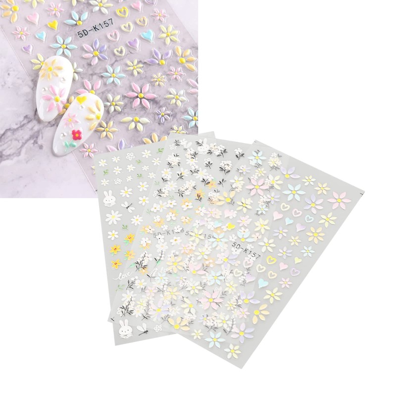 Pegatinas para Decoración de Uñas, 3 Unidades, Autoadhesivas, Flor de