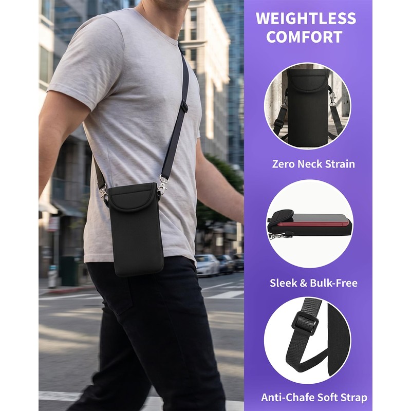 Gaahkai 2-Pack Neoprene Cell Phone Pouch with Neck Lanyard, Fits