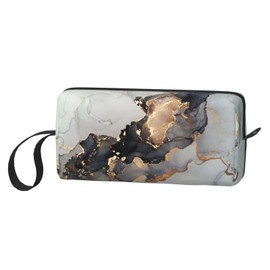 JKJOJIA Luxury Grey Marble Makeup Bag Organizer Small Cosmetic Bags Portable Travel Toiletry Bag With Handle Simple Accessories Storage Zipper Pouch For Women Girl