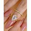 RODIFFY 4.0CT Pear Cut Engagement Ring Set,18K Yellow Gold Plated