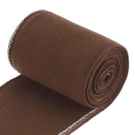 sourcing map Elastic Cuffs Ribbed Trims 31.5" x 2.8'' Cotton Fabric Knit Rib Stretch Tape Cuff Sleeve Waistband for DIY Sewing, Brown 1 Pair