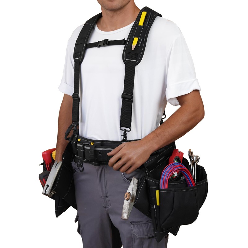 KUNN Tool Belt with Suspenders Professional Framer's Construction Rig with