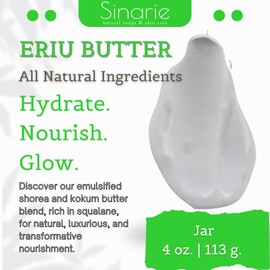 Sinarie Emulsified Body Butter - Luxurious Moisturizing Lotion with Shorea, Squalane, Coconut Oil & Kokum Butter, 4 oz (4 oz., Eriu - Fresh & Earthy)