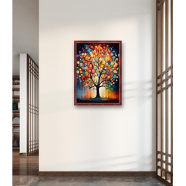 Leczany Cross Stitch Stamped Kit for Beginner - Colorful Tree | DIY Embroidery Starter Patterns Craft Kit Needlepoint for Adults or Kids | 11CT, 3 Strands | 13x18.1 inches