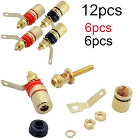 RUNCCI-YUN 12PCS 6 pair Speaker Terminal Binding Post Banana Plug Socket Connector 4mm banana socket