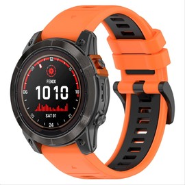 GIOPUEY Bracelet Compatible with Garmin Fenix 8 51 mm / Enduro 3, Soft TPU Wristband [Colour Design Splicing] Replacement Strap - Orange/Black