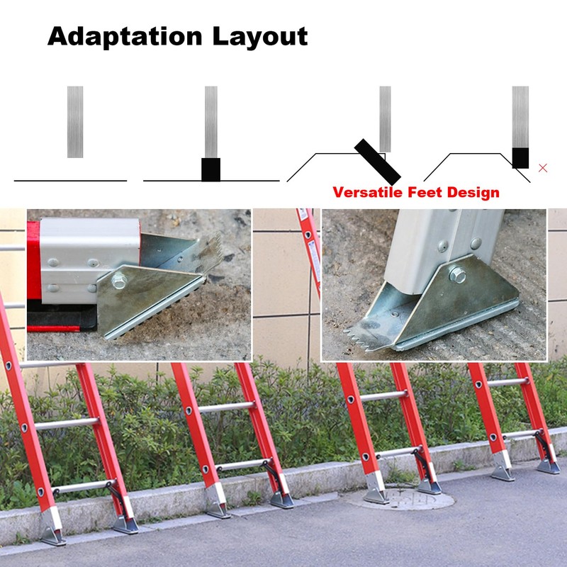 Aluminum Anti-Skid Shoe Kit for Extension Ladders,Rubber Padded Feet,Extension Ladder