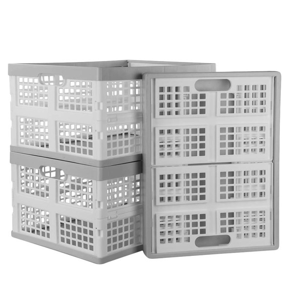 Callyne 3-Pack Collapsible Storage Baskets, Plastic Foldable Crate Bin, 28