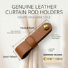 Genuine Leather Curtain Rod Holders 4PK, Brown Leather Wall Straps