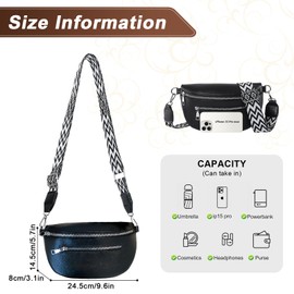 KHDULQ Women's Bum Bag, Crossbody Bag, Belt Bag, Chest Bag, Shoulder Bag, Women's Small Bum Bag, Leather, 24.5 cm, Black, Great for Shopping, Work, Travel or Im., black, Utility