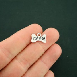 Unbranded BULK 50 Dog Bone Charms Antique Silver Tone Top Dog Bone - SC6597