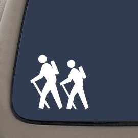 CMI NI699 Couple Hiking Decal | 5.5-Inches Wide | Premium Quality White Vinyl Decal