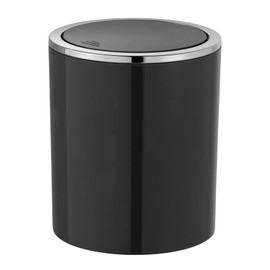 WENKO Inca Black Swing Lid Bin, Waste Bin with Swing Lid, Capacity: 2 litres, ABS Plastic, 14 x 16.8 x 14 cm, Black