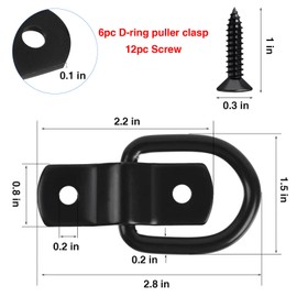 6 Pcs D Rings Tie Down Anchors Heavy Duty Tie 1/4" D Lashing Ring Cargo Tie Down Anchors for Cargo Trailers Vans Trucks Rv Pickup Camper Surface Mount