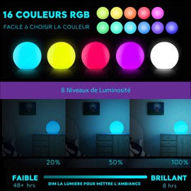 MR.GO 25cm Bright LED Ball Lamp with Remote Control and 16 Colors Dimmable RGB Color Changing Mood Light Waterproof Garden Ball Outdoor