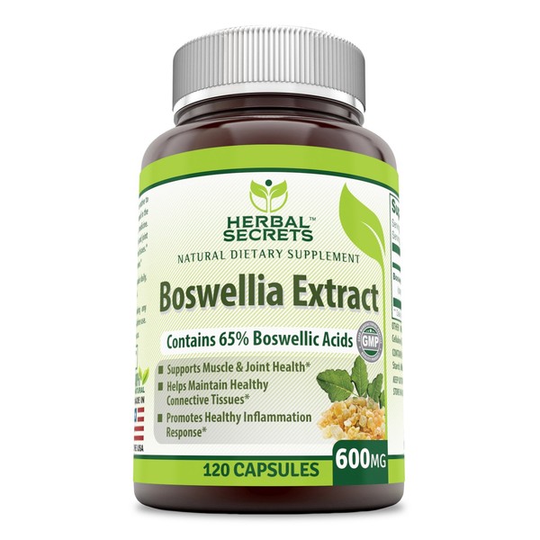 Herbal Secrets Boswellia Serrata Extract (65% Boswellic Acids) 600 mg 120 Capsules Supplement - Non-GMO - Gluten Free