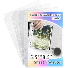 AZATUS 20 Pack Sheet Protectors 5.5x8.5"Photocard Sleeves for 6 Ring A5 Binder, A5 Binder 6 Ring (40 Pockets)
