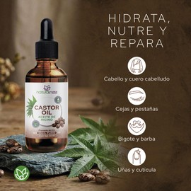 Aceite de Ricino 100% Puro y Orgánico 60 ml | Castor Oil Prensado en Frío, Sin Hexanos | Crecimiento de Cabello, Pestañas y Cejas | Engrosa Barba | Hidratación Profunda para Piel, Uñas y Cutículas