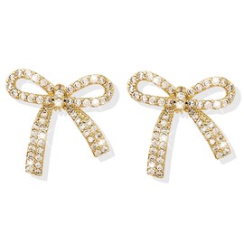 Gold Bow Earrings Rhinestone Bow Earrings Silver Bow Earrings Crystal Bow Dangle Earrings Sparkly Statement Studs Earrings Wedding Prom Jewelry GIfts