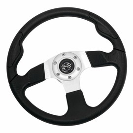 Yamaha Golf Cart 13.5" Black Steering Wheel with Chrome Adapter Hub