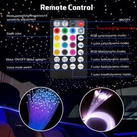 Fiber Optic Lights Kit, 10W Star Ceiling Sky Lights RGBW Twinkle & Music Effect for Home & Car Star Headliner Light with Bluetooth APP + RF Remote Control - Optical Fiber Cable 300pcs*0.03in*9.8ft