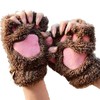 Himine Cat Claw Bear Paw Fingerless Winter Plush Gloves 1Pair