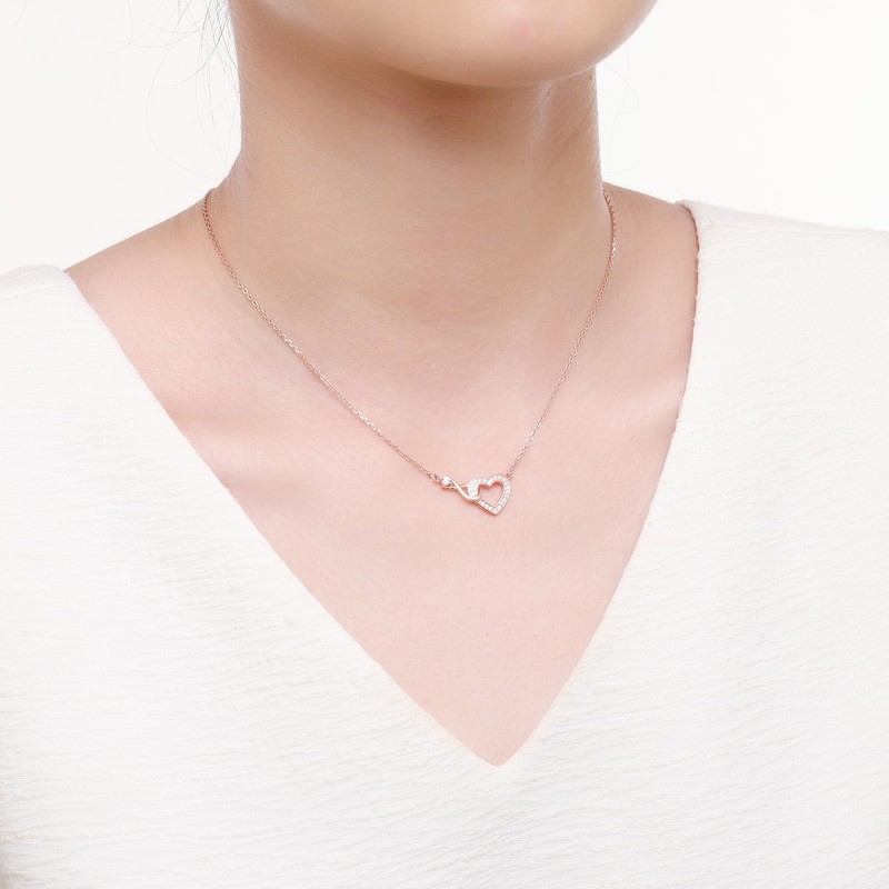 Jrêveinfini Infinity Heart Necklace Women's 925 Silver Mother Daughter Chain