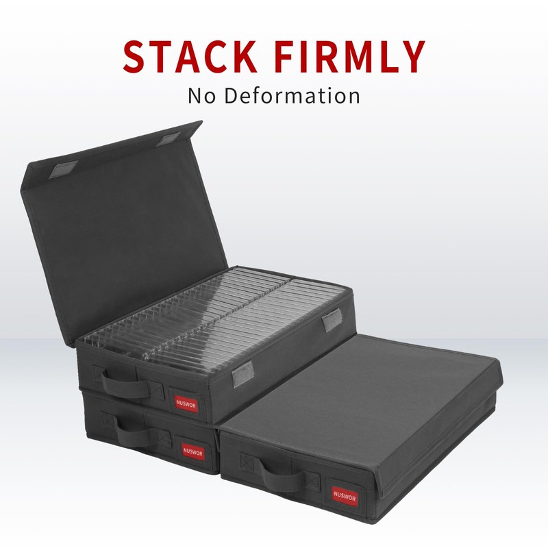 NUSWOR Stackable Tape Storage Boxes - Dust-proof Racks with Lid