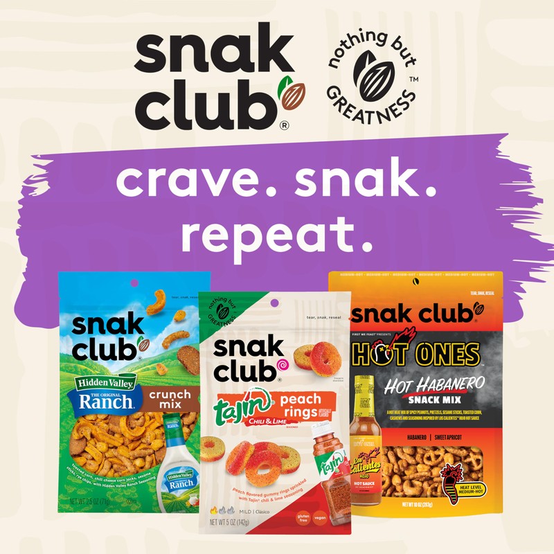 Snak Club Tropical Trail Mix with Peanuts, Dried Papaya, Raisins,