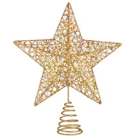 Stobok Christmas lighting Christmas tree topper, tree lid, golden star decoration, tree top star light for home Christmas tree decoration, glittering