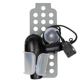 Home Basics Plastic Over-The-Cabinet Door Blow Dryer Holder with Cord Wrap Hair Dryer Organizer for Any Size Cabinet Door | Sturdy Plastic Construction