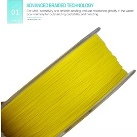 Goture Braid Fishing Line, Freshwater Saltwater Line, Braided Line,10LB, 547Yds, 0.1MM, Yellow