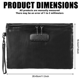 Feuerfeste und wasserdichte Tasche mit Schloss, 11.2 * 7.6inch Feuerfeste Aktentasche Brieftasche mit Zahlenschloss Feuerfeste Dokumentetasches für Passport、Geldtasche、Zertifikate und Wertsachen