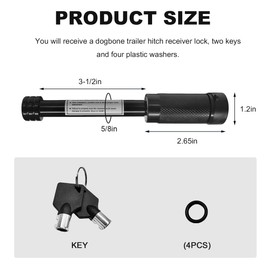 ZNDAW Hitch Receiver Pin Lock, 5/8" Dia Locking Receiver Pin with 2 Keys & Anti-Rattle O-Rings, Weatherproof Anti-Theft Tow Hitch Lock for Trailer Car Boat Truck, Car Accessories