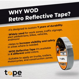 WOD RTC7 Engineering Grade Retro Reflective Tape Red, 3/4 inch Wide x 30 ft. Outdoor Waterproof Safety Reflector for Autos, Bikes, Camper, RV, Boat Striping, and Traffic Signage Marking