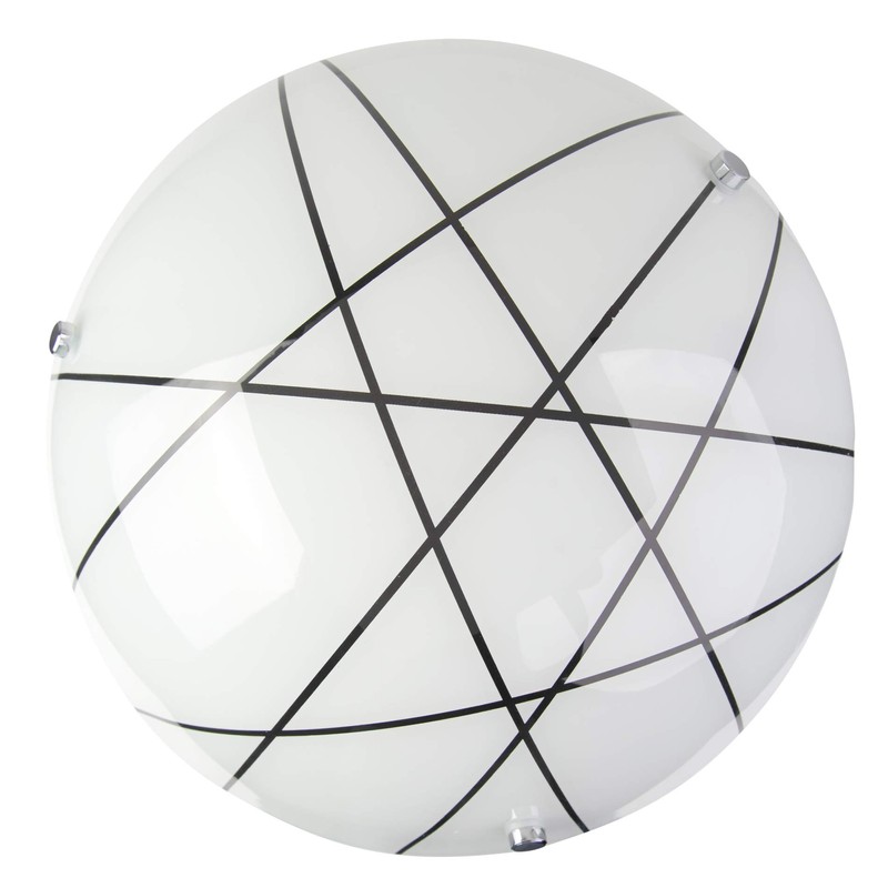 Crosbie Glass Ceiling Uplighter Pendant Shade - White/Black/Chrome - Easy