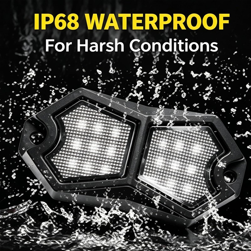MDEOOSKY 6 Pods Red Rock Lights 18 LEDs Chips Waterproof