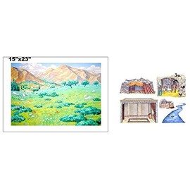 Hillside Meadow Flannel Board Cover & Overlays- River Stone Well Stable Tent Interior Scripture Stories Bible- Precut