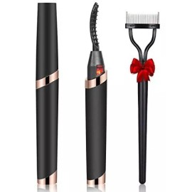 Rizador De Pestañas Electrico Larga Duracion Con Peine Negro