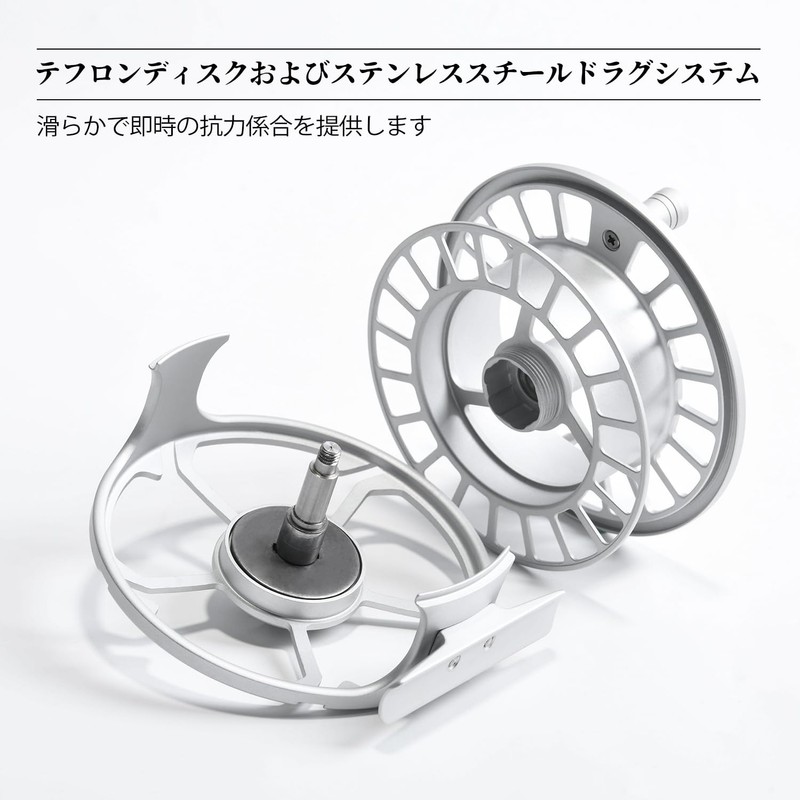 Goture Fly Reel, Large Arbor, Aluminum Alloy, Disc Drag, Left