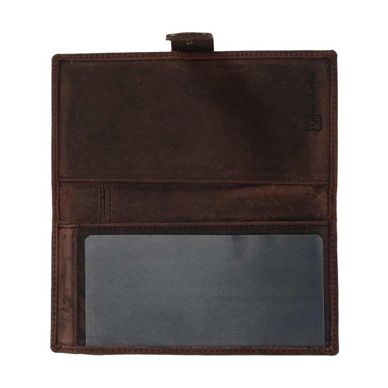 CTM Vintage Leather RFID Checkbook Cover Wallet with Snap Closure,