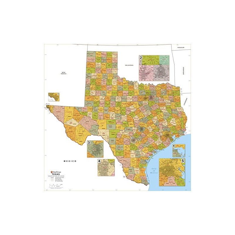 Texas Map Store Texas Zip Code and County Map Shows